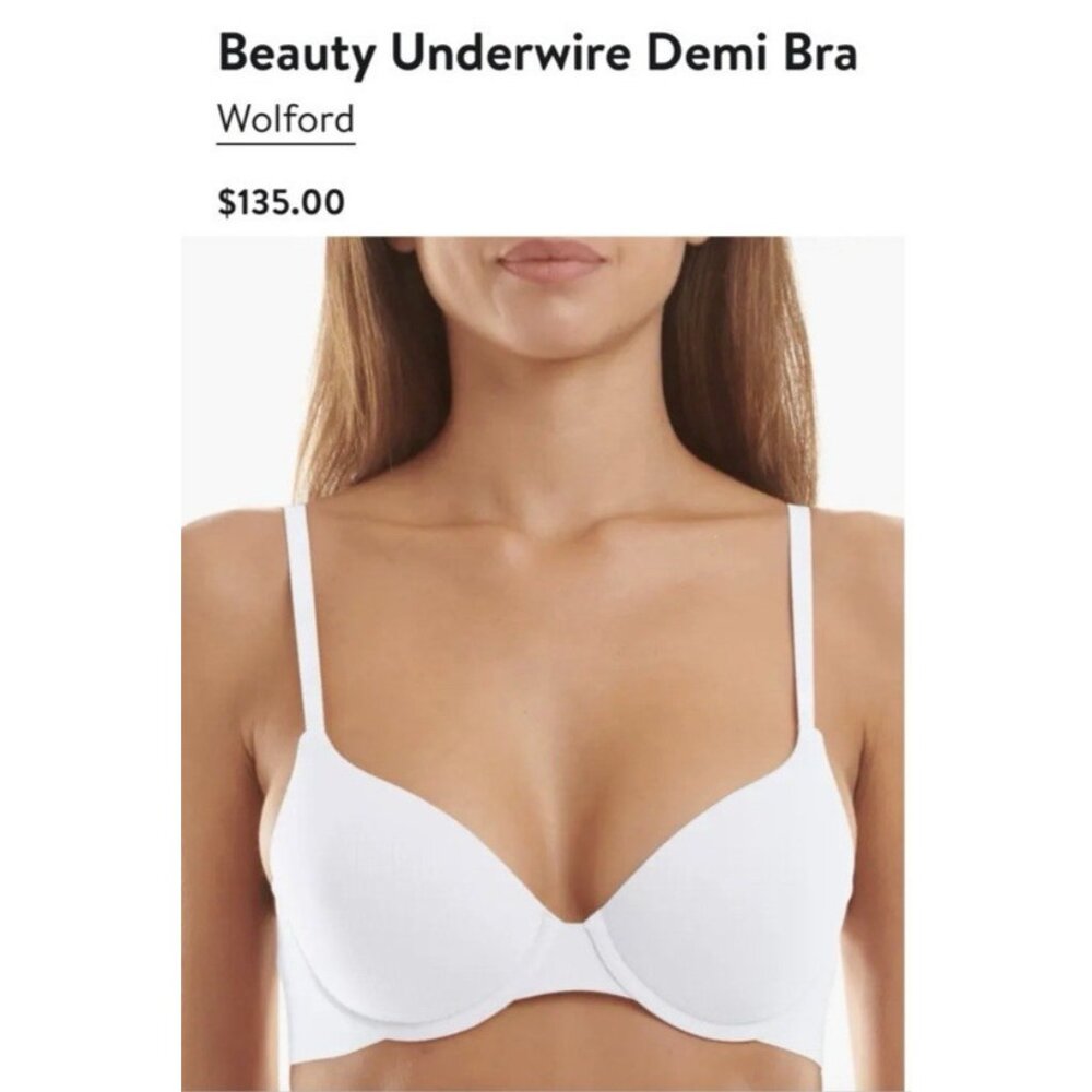 Wolford Lightly Lined Demi Bra Pearl White 34D 34 D NEW $135